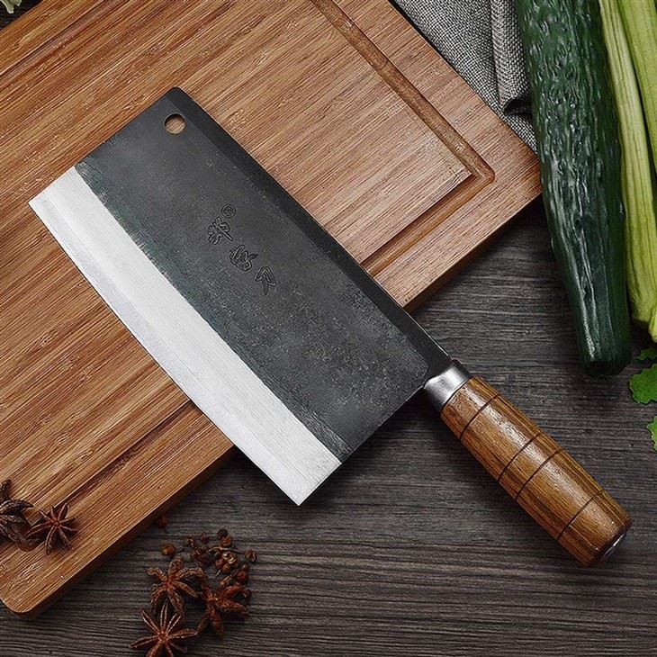 DS-2623 Kitchen Knife Composite Steel Handmade Forged Chef Knife Full Tang Handle Meat Cleaver Factory Price (2)